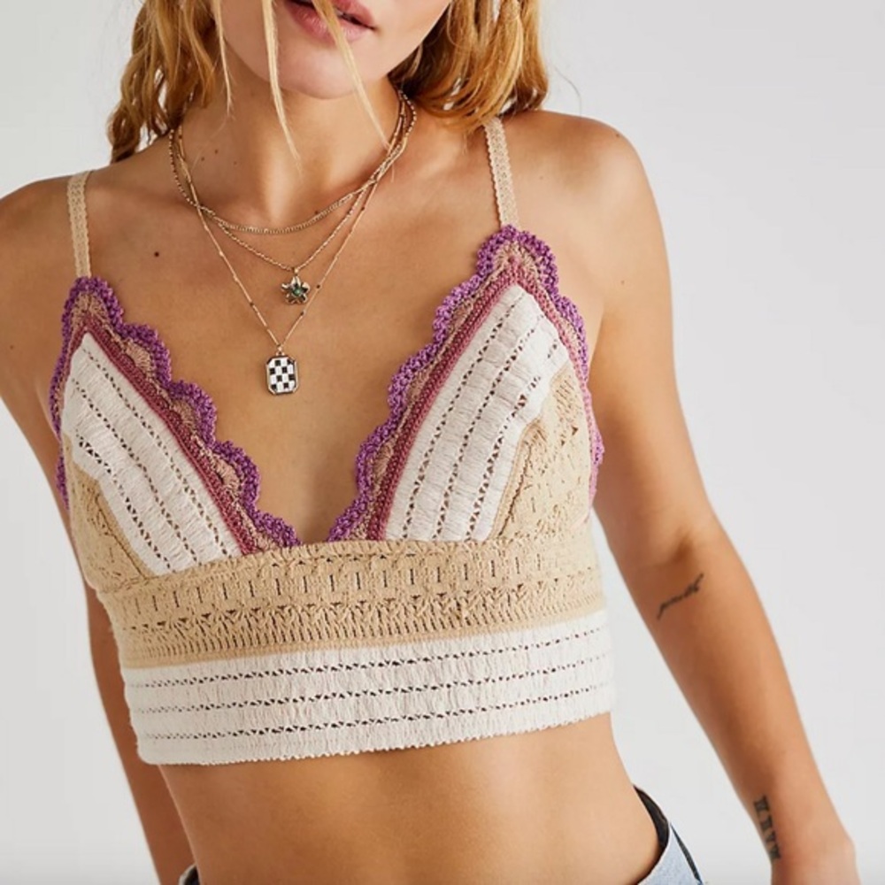Free People Another Weekend Longline Bralette in Soft Pink